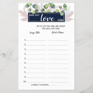 Naam van de Love Song Pampas Grass Game Card Flyer