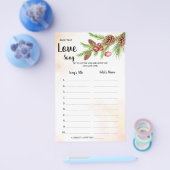 Naam van de Love Song Vrijgezellenfeest Game Card Flyer (Enkel)