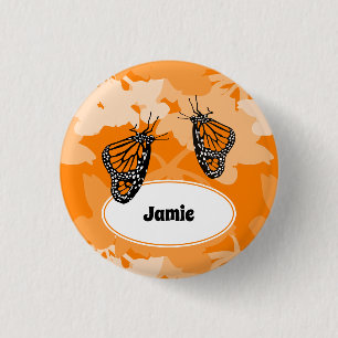 Naam van de Oranje monoarch-vlinder Cute  Ronde Button 3,2 Cm