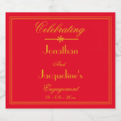 Naam van de partij Elegant Red Gold Chic Sparkling Wijnetiket (Enkel label)