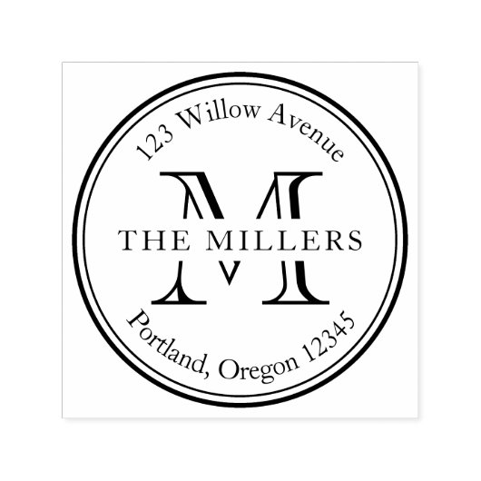 Naam van de Rand van het Monogram Terugkeeradres Zelfinktende Stempel (Design)