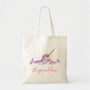 Naam van de regenboog onder water waterverf Narwha Tote Bag