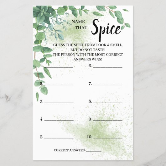 Naam van de Spice Eucalyptus Vrijgezellenfeest Gam Flyer (Voorkant)