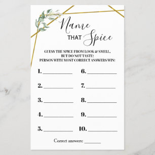 Naam van de Spice Greenery Gold Shower-game Flyer