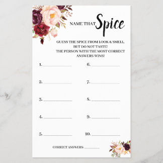 Naam van de Spice Marsala Vrijgezellenfeest Game C Flyer