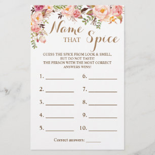 Naam van de Spice Pink Floral Game Card Flyer