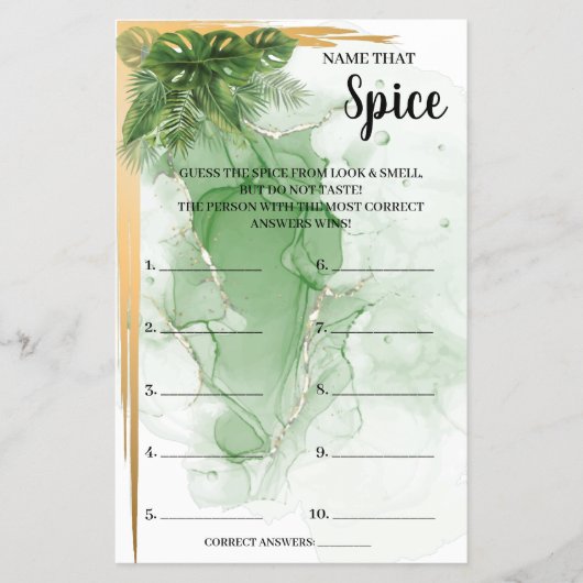 Naam van de Spice Tropical Vrijgezellenfeest Game  Flyer (Voorkant)