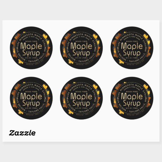 Naam van de staat Maple Syrup (Batch en Datum) Ronde Sticker (Vel)