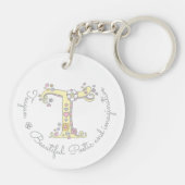 Naam van de Teagan monogram met T-naam en betekeni Sleutelhanger (Achterkant)