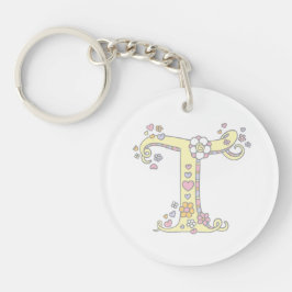 Naam van de Teagan monogram met T-naam en betekeni Sleutelhanger