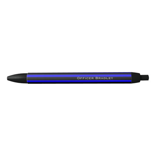 Naam van de Thin Blue Line Striped politieman Blauwe Inkt Pen (Voorkant)