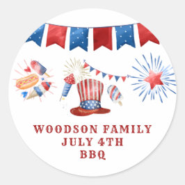 Naam van de vierde juli-reeks BBQ Ronde Sticker