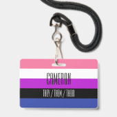 Naam van de vlag van Genderfluid / Pronoun Badge (Voorkant met koord)