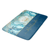 Naam van de Waterverf van de Modern Blue Gold Marb Badmat (Gekanteld)