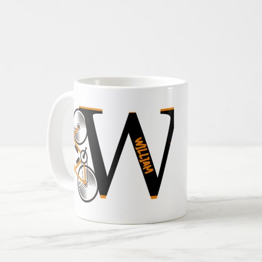 Naam van de wegfietsbrief koffiemok (Voorkant links)