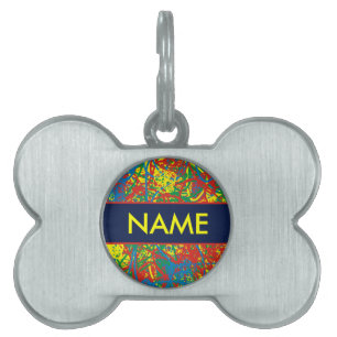 Naam van dichter Colorful Blue Yellow Red Green Ho Huisdieren Naamplaatje