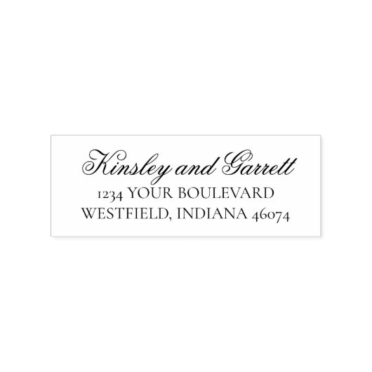 Naam van Elegant Script Couple-adres retouradres Rubberstempel (Afrduk)