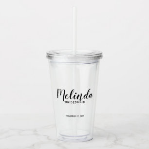 Naam van gepersonaliseerde Bridesmaid Acryltumbler Acryl Drinkbeker