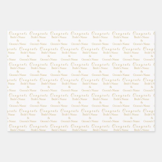 Naam van gepersonaliseerde felicitaties! Goud en w Inpakpapier Vel (Voorkant 3)