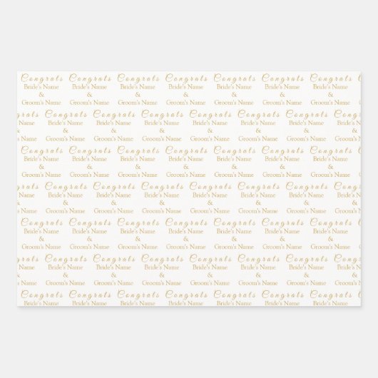 Naam van gepersonaliseerde felicitaties! Goud en w Inpakpapier Vel (Voorkant 2)