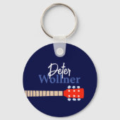 Naam van Guitar Player Blauw & rood Sleutelhanger (Voorkant)