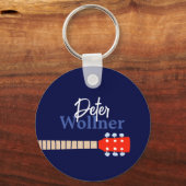 Naam van Guitar Player Blauw & rood Sleutelhanger (Voorkant)