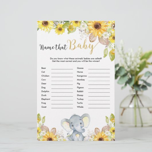 Naam van het baby shower van babydieren (Staand voorkant)
