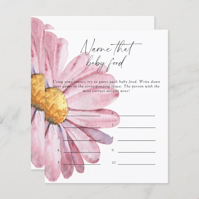 Naam van het baby voedseldouchespel - Daisy (Voorkant / Achterkant)