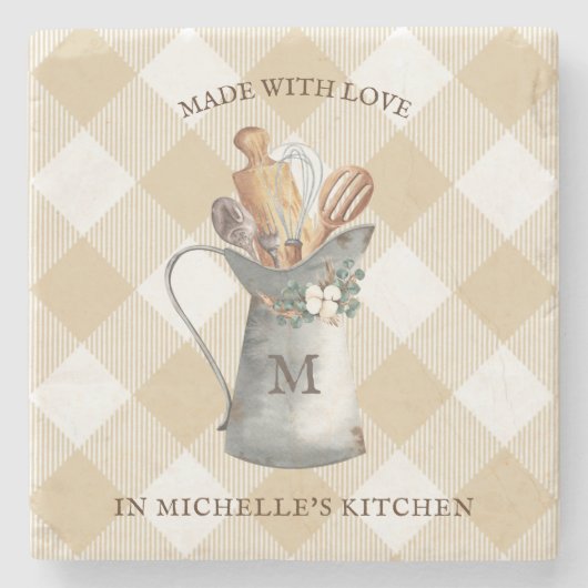 Naam van het bedrijfsmonogram stenen onderzetter (Voorkant)