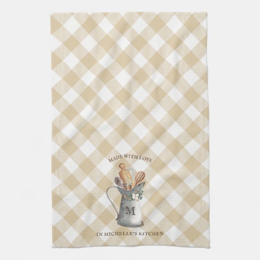 Naam van het bedrijfsmonogram theedoek (Verticaal)