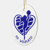 Naam van het blauwe Cheerleader Team Keramisch Ornament (Links)