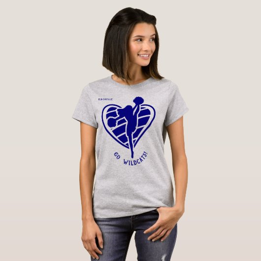 Naam van het blauwe Cheerleader Team T-shirt (Voorkant volledig)