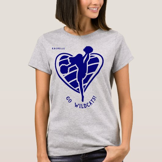 Naam van het blauwe Cheerleader Team T-shirt (Voorkant)
