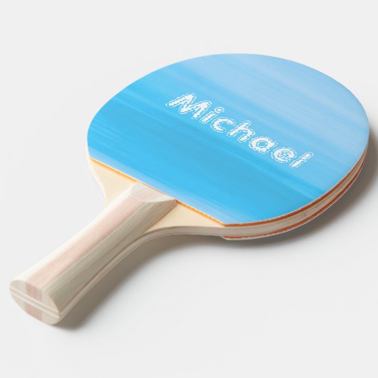 Naam van het blauwe zee watermonogram tafeltennisbatje (Voorkant Gekanteld)