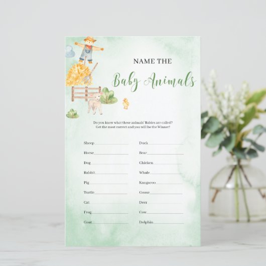 Naam van het boerderij van het baby shower van de  (Staand voorkant)