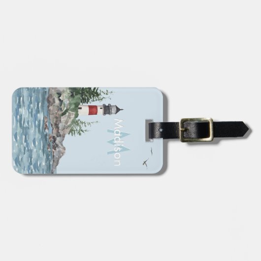 Naam van het charmante koninievuurtoren bagagelabel (Voorkant horizontaal)