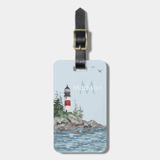 Naam van het charmante koninievuurtoren bagagelabel (Voorkant verticaal)