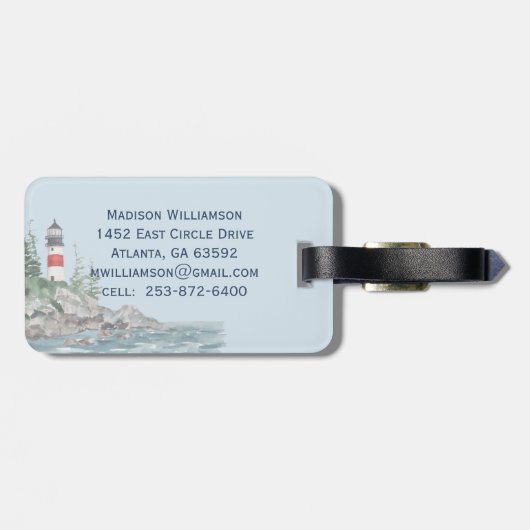 Naam van het charmante koninievuurtoren bagagelabel (Achterkant horizontaal)