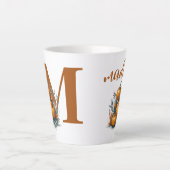 Naam van het Gepersonaliseerd pompoenmonogram Latte Mok (Voorkant)
