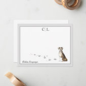 Naam van het Gray Border Monogram Catahoula Hound  Notitiekaartje (Voorkant / Achterkant in situ)