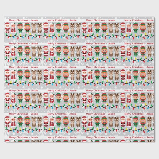 Naam van het kind Gemakkelijk Lezen Sinterklaas Sc Cadeaupapier (Vlak)