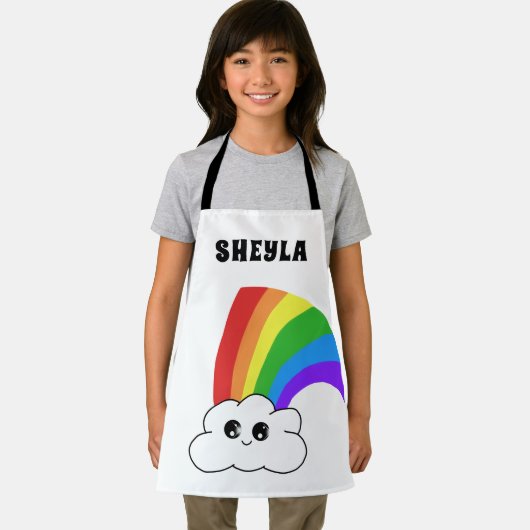 Naam van het Kind Kawaii Cloud en Rainbow Schort (Insitu)