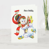 Naam van het kind Kerstman personaliseren Sneeuwma Feestdagen Kaart (Voorkant)