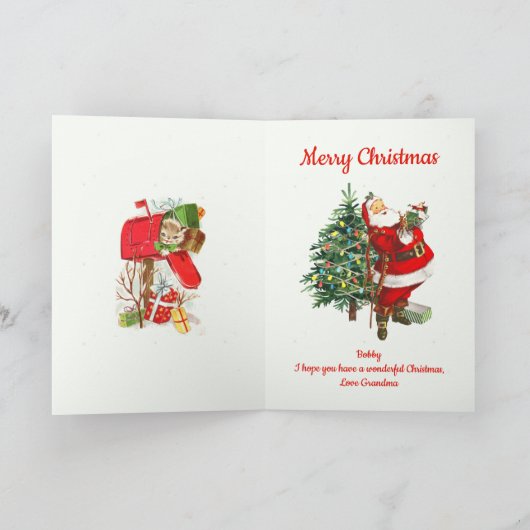 Naam van het kind Kerstman personaliseren Sneeuwma Feestdagen Kaart (Binnen)