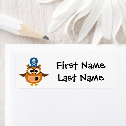 Naam van het kind Labels met Pirate Uil te persona (Insitu)