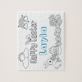 Naam van het kind Pasen Kleurpuzzel Legpuzzel