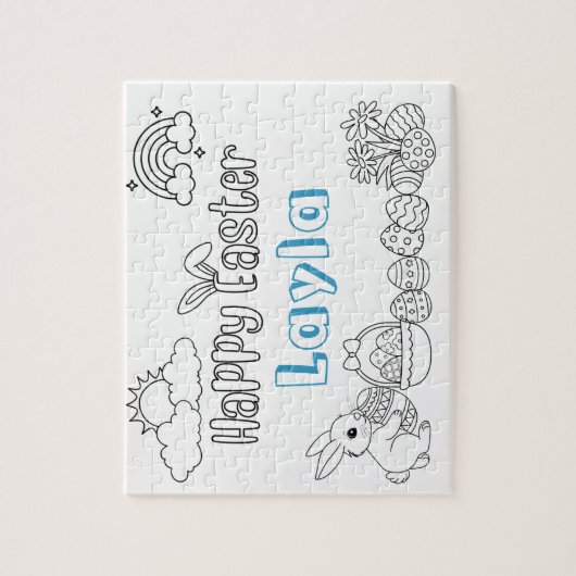 Naam van het kind Pasen Kleurpuzzel Legpuzzel (Verticaal)