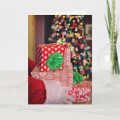 Naam van het kind Personaliseer Kerstmis NO Cursiv Feestdagen Kaart (Voorkant)