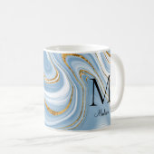 Naam van het legant Blue Agate Monogram Koffiemok (Voorkant rechts)