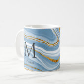 Naam van het legant Blue Agate Monogram Koffiemok (Voorkant links)